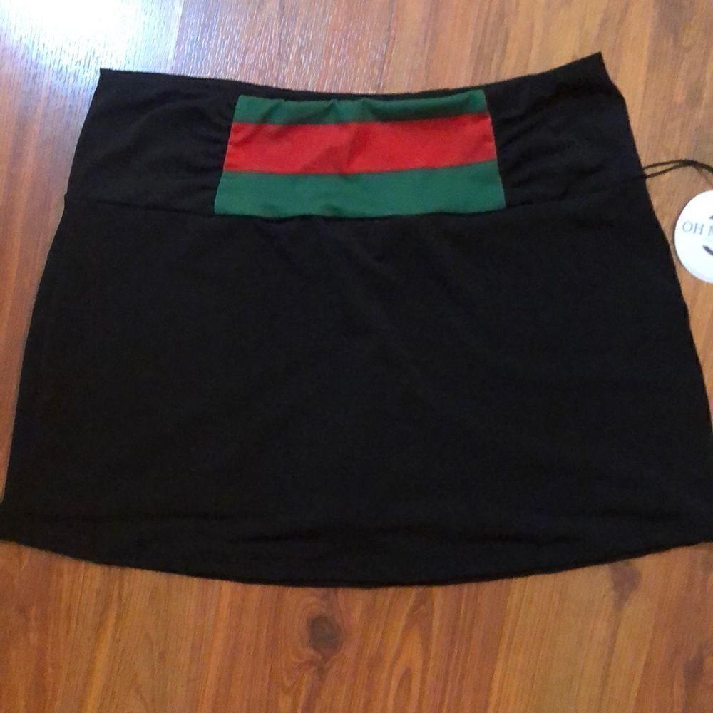 NWT Boutique Oh My Bod Black skort Striped trim